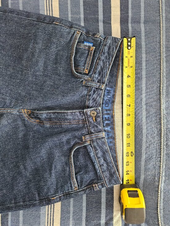 HUGO BOSS Dark Blue Jeans in SaltandPepper Comfort Stretch Denim size 27/32 NWOT - Picture 9 of 11